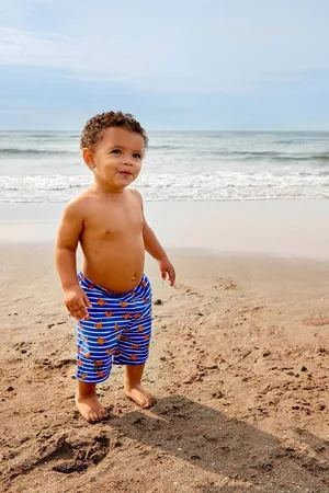 JoJo Maman Bébé Boys Crab Swim Shorts with Integral Nappy
