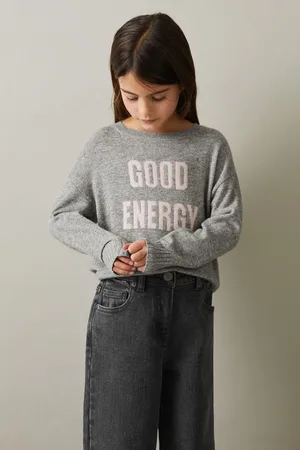 Reiss Girls Shelly 9-13 yrs Wool Blend Crew Neck Slogan Jumper