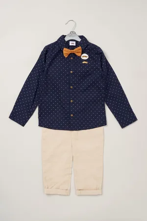 Little Gent Boys Bow Tie Mock Shirt and Trousers with Braces Outfit Set