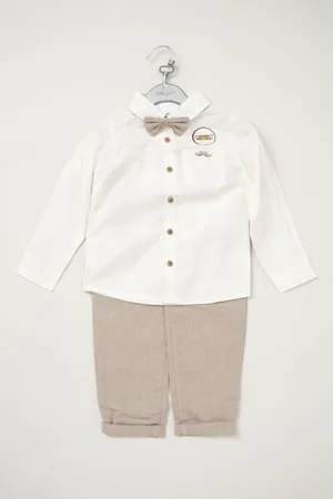 Little Gent Boys Bow Tie Mock Shirt and Trousers with Braces Outfit Set