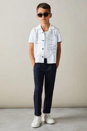 Reiss Boys Menton Junior 100% Cotton Jersey Embroidered Shirt