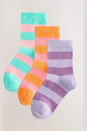 Next Girls Multi Cotton Rich Stripe Ankle Socks 3 Pack