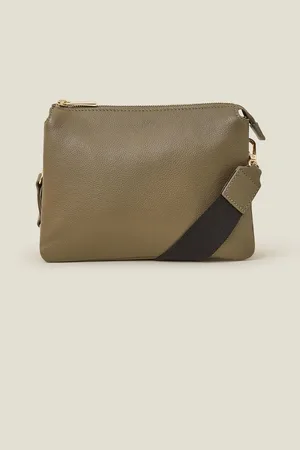 Accessorize Green Double Pouch Leather Cross-Body Bag One