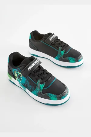 Minecraft Boys Black/ One Strap Elastic Lace Trainers