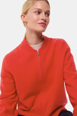 Whistles Womens Zip Front Bomber Knit Jumper
