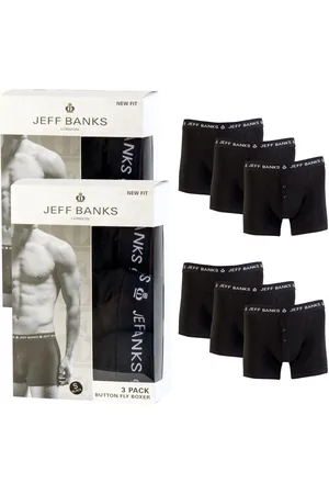 Jeff Banks Mens Cotton Button Fly Boxers 3 Pack