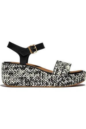 FitFlop Platfforms Woven Wedge Ankle Strap Black Sandals AU 8 (EU 39)