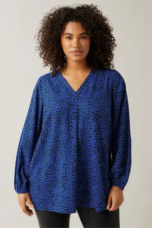 Evans Curve Cobalt Blue Spot Print Blouses AU 20