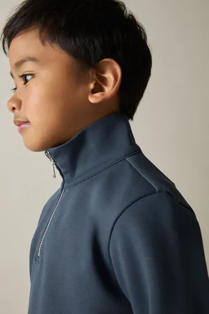 Reiss Boys Dark Diesel Ethan 9-13 yrs Interlock-Jersey Half-Zip Sweatshirt