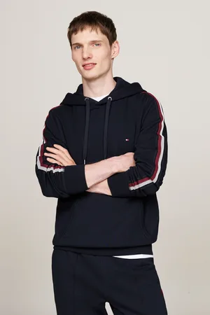 Tommy Hilfiger Mens 100% Cotton Global Stripe Tape Hoodie