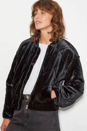 Monsoon Womens Violet Velvet Bomber Jacket