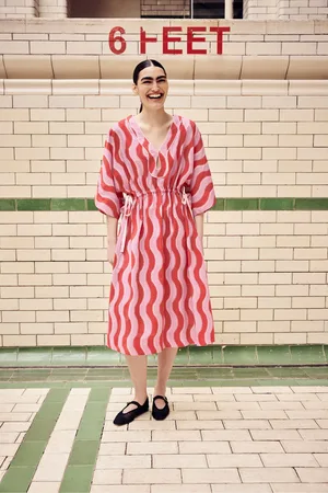 Cath Kidston Womens /Red Swirl Print 100% Cotton Kaftan Dress