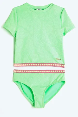 River Island Green Girls Palm Textured T-Shirt Bikini 11