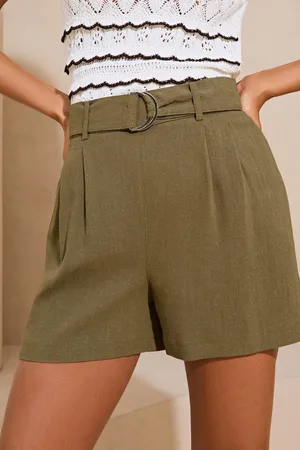Lipsy London Womens Belted Shorts With A Touch Of Linen