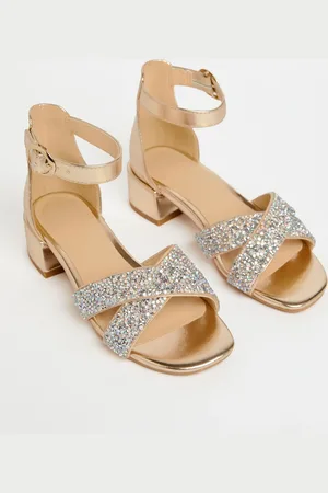 Lipsy London Gold Low Block Heel Occasion Sandals AU 11 (EU 29)