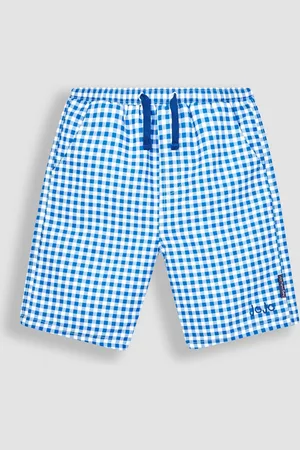 JoJo Maman Bébé Boys Cobalt Gingham Swim Shorts