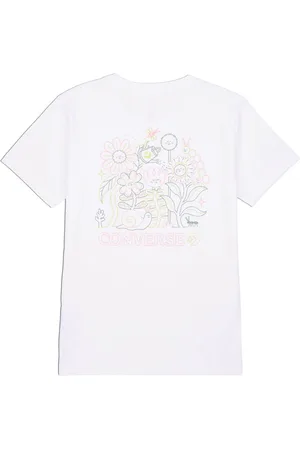 Converse White Flower Garden Back Print 100% Cotton T-Shirt XS