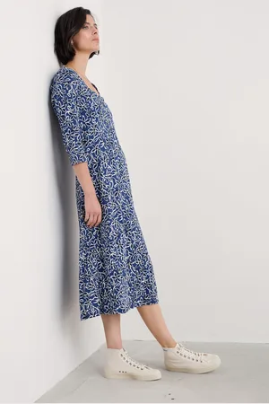 Seasalt Cornwall Secret Cove 3/4 Sleeve Midi Dress AU 18