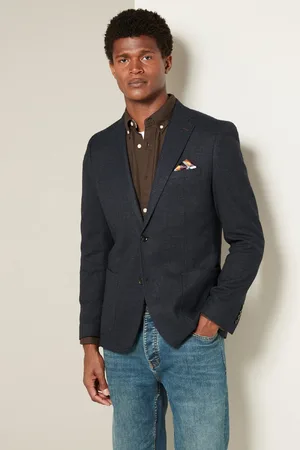 Next Mens Navy Regular Fit Textured Smart Blazer