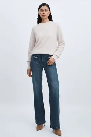 Paige Womens Savon Wide Leg Patch Pocket Jeans