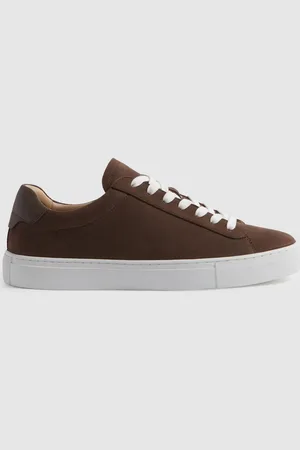 Reiss Mens Mid Finley Nubuck Nubuck Leather Low Top Trainers