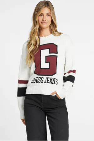 Guess Womens Varsity Logo Knit Jumper