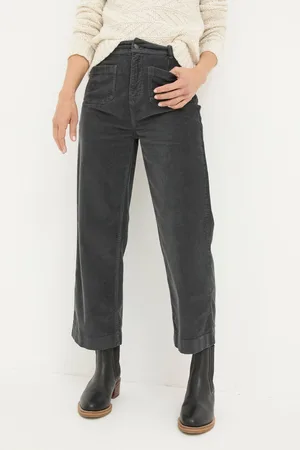 Fat Face Womens FatFace Keswick Charcoal Wide Leg Crop Jeans