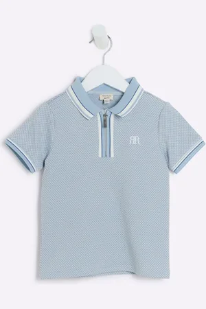 River Island Boys Boys Textured Tipped 100% Cotton Polo Shirt