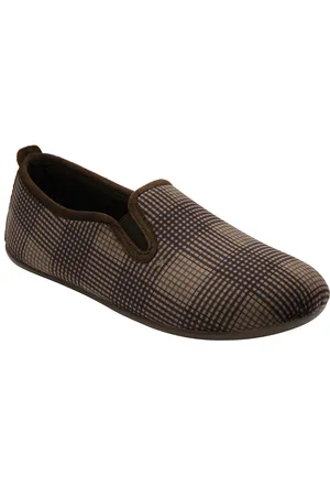 Lotus Brown Check-Print Full Slippers AU 10 (EU 44)