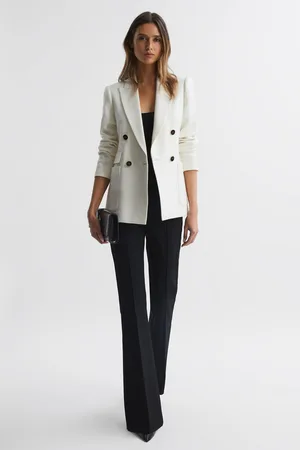 Reiss Womens Larsson Double Breasted Twill Blazer