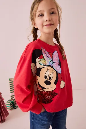 Minnie Girls Sequin Christmas License 100% Cotton Sweatshirt (3-16yrs)