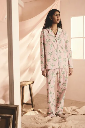 Cath Kidston Pink Lily Of The Valley 100% Cotton Button Up Pyjamas AU 16 L