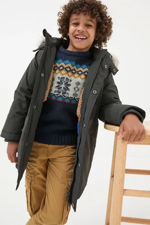 Fat Face Boys FatFace Easdale Washed Hooded Parka Jacket