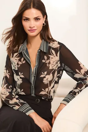 Lipsy London Womens Petite Chiffon Long Sleeve Button Through Blouse