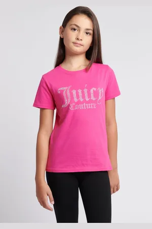 Juicy Couture Girls light Pink Girls Fitted Diamante 100% Cotton T-Shirt