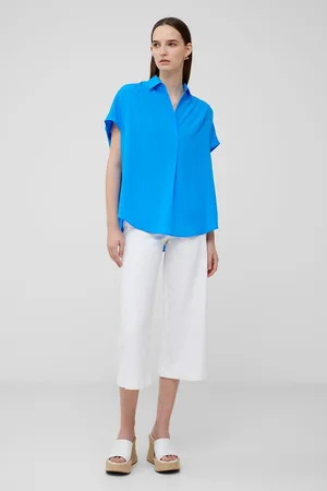 French Connection Womens Sky Crepe Light Sleeveless Popover Shirt