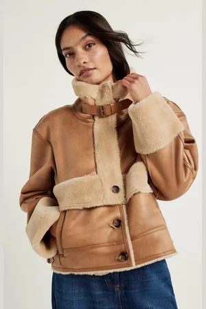 Urban Code Womens Faux Shearling Aviator Coat