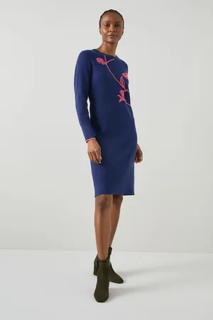 LK Bennett Womens Henry Navy Knit Dress