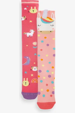 Next Girls 2 Pack Thermal Cotton Rich Unicorn Welly Socks
