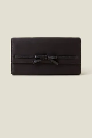 Accessorize Black Bow Satin Clutch Bag One