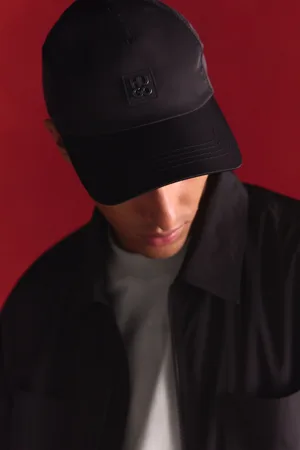 HUGO BOSS Mens Stacked Logo Cap In Waterproof Twill
