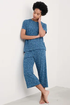 Seasalt Cornwall Blue Moonlight Jersey Printed Pyjamas AU 18