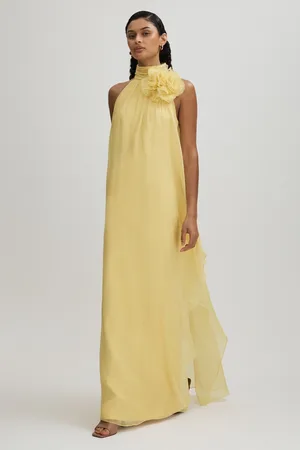 Halston Heritage Removable Ruffle Chiffon Maxi Dress AU 10