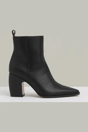 Reiss Black Amy Leather Blocked Heel Ankle Boots AU 6 (EU 37)