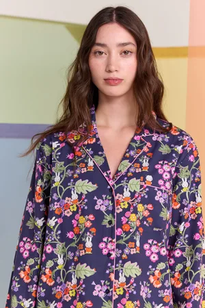 Cath Kidston Navy Botanical 100% Cotton Miffy Button Through Pyjamas AU 18 L