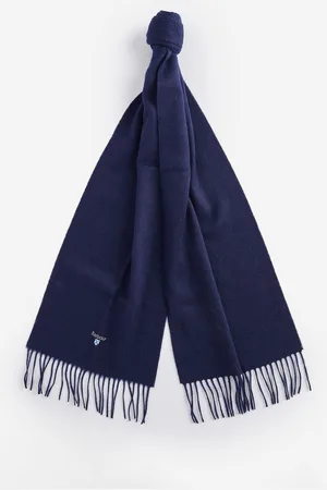 Barbour Mens Navy Plain Lambswool Scarf