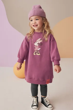 Disney Girls Burgundy Red Minnie Mouse Sweat Dress & Leggings (3mths-7yrs)
