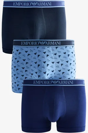 Emporio Armani Mens Navy Pattern Boxers 3 Pack