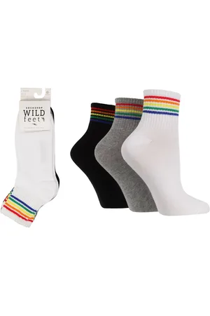 Wild Feet Womens /Grey/Black Ankle length Rib Socks
