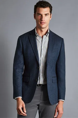 Charles Tyrwhitt Mens Herringbone Wool Texture Classic Fit Jacket